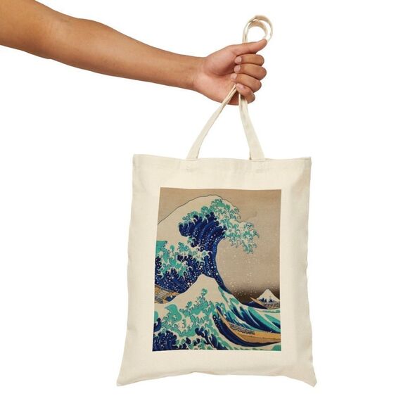 Kanagawa Great Wave Cotton Tote Bag - Picture 2 of 7